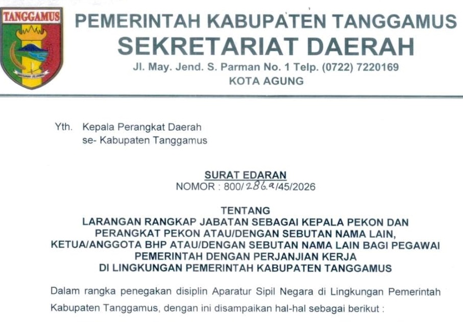 surat edaran bupati tanggamus