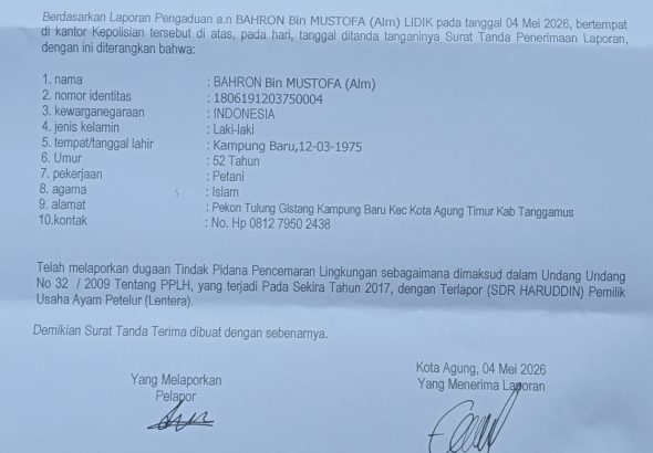 laporan polisi polres tanggamus
