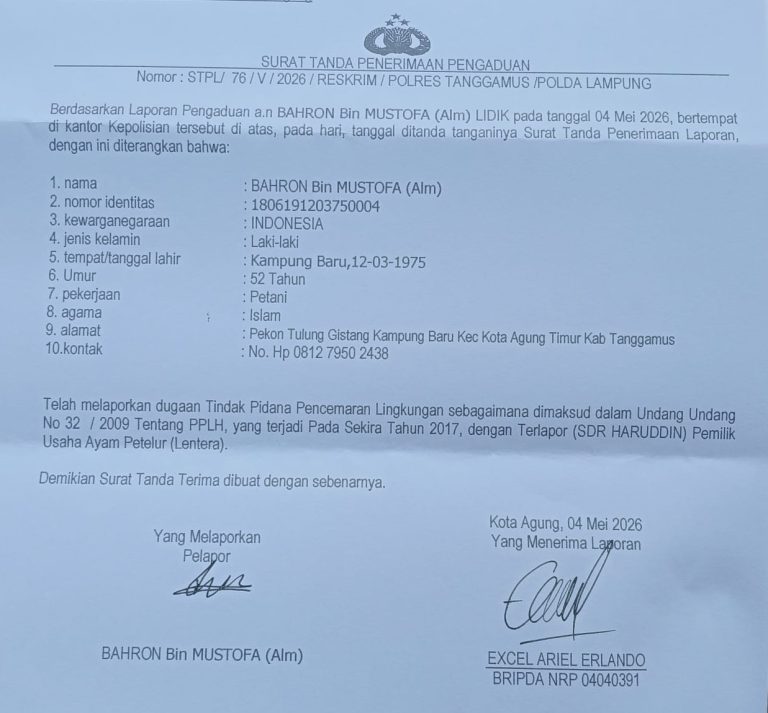 laporan polisi polres tanggamus